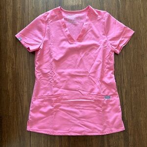 Figs casma three pocket scrub top in neon pink